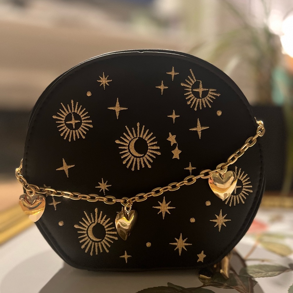 Mini Embroidered Round Crossbody Bag